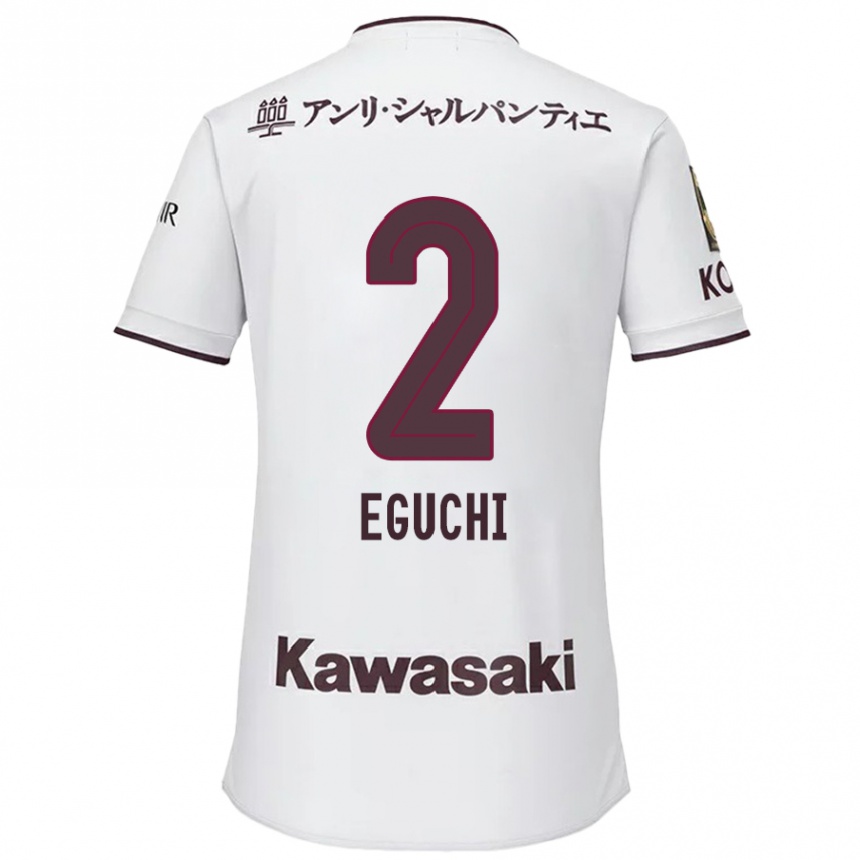 Niño Fútbol Camiseta Takuma Eguchi #2 Blanco Rojo 2ª Equipación 2024/25 Argentina