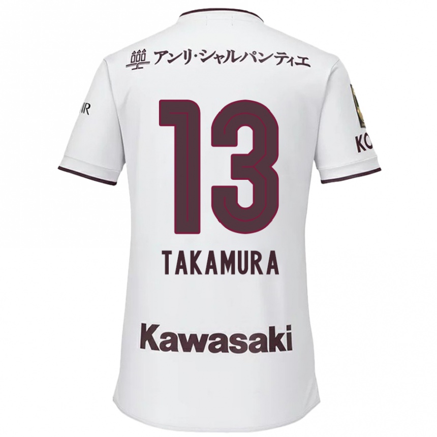 Niño Fútbol Camiseta Tokiya Takamura #13 Blanco Rojo 2ª Equipación 2024/25 Argentina