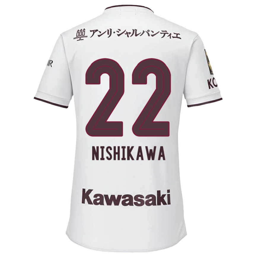 Niño Fútbol Camiseta Aiku Nishikawa #22 Blanco Rojo 2ª Equipación 2024/25 Argentina