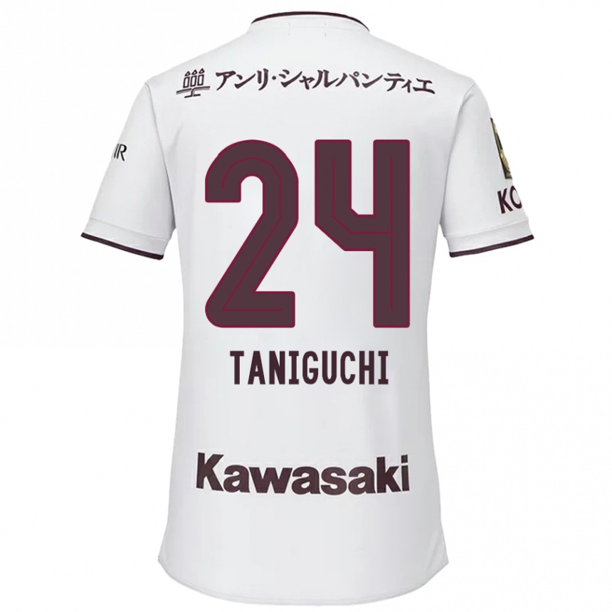 Niño Fútbol Camiseta Hiroto Taniguchi #24 Blanco Rojo 2ª Equipación 2024/25 Argentina