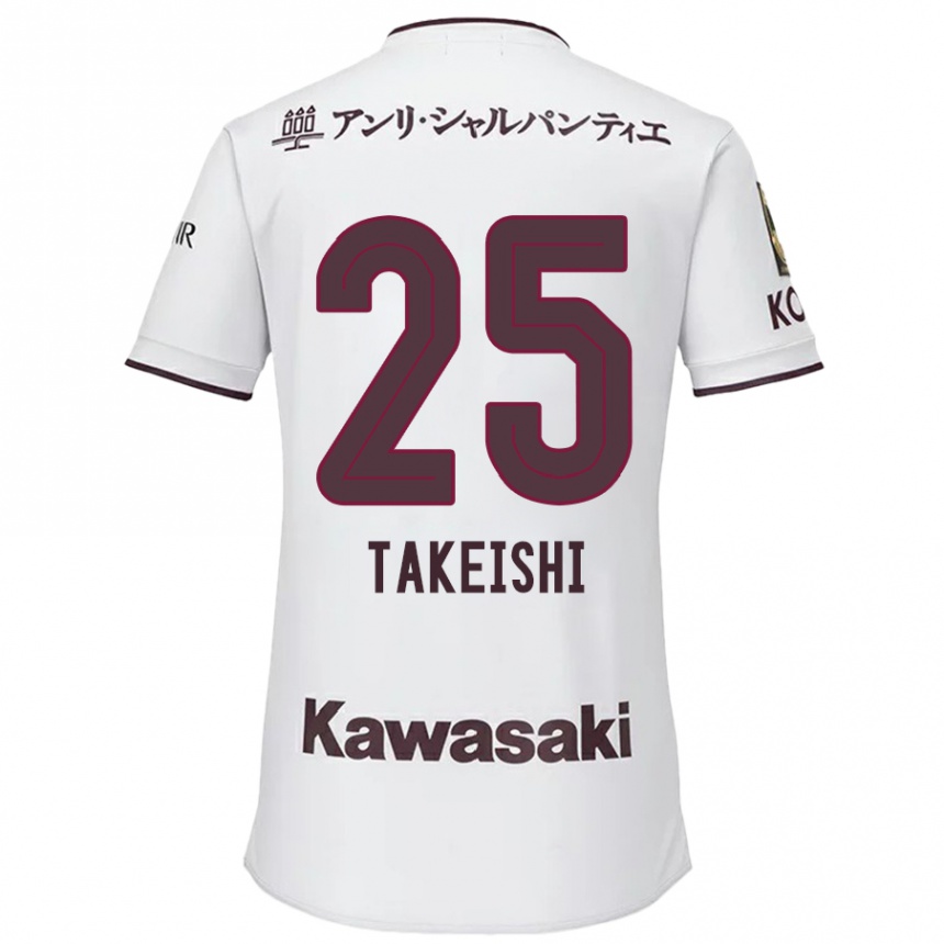 Niño Fútbol Camiseta Tsubasa Takeishi #25 Blanco Rojo 2ª Equipación 2024/25 Argentina