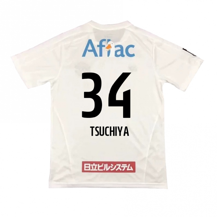 Niño Fútbol Camiseta Takumi Tsuchiya #34 Blanco Negro 2ª Equipación 2024/25 Argentina