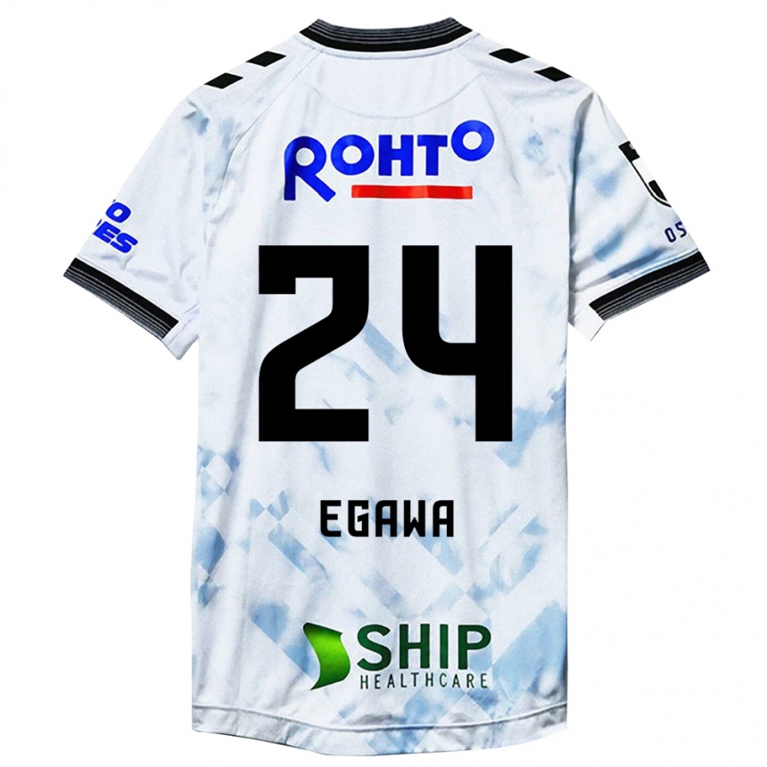 Niño Fútbol Camiseta Yusei Egawa #24 Blanco Negro 2ª Equipación 2024/25 Argentina