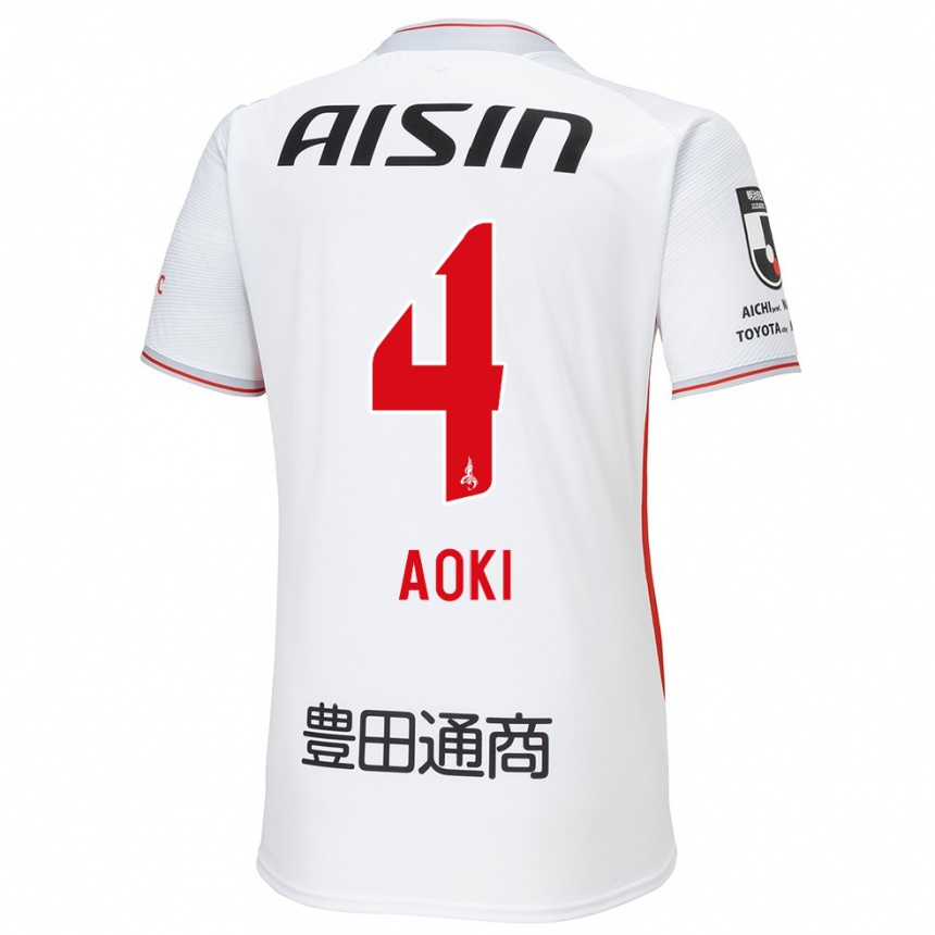 Niño Fútbol Camiseta Masamune Aoki #4 Blanco Amarillo Rojo 2ª Equipación 2024/25 Argentina