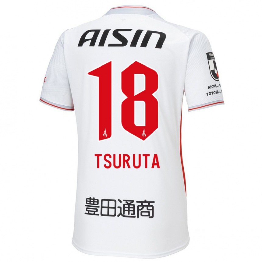 Niño Fútbol Camiseta Shu Tsuruta #18 Blanco Amarillo Rojo 2ª Equipación 2024/25 Argentina