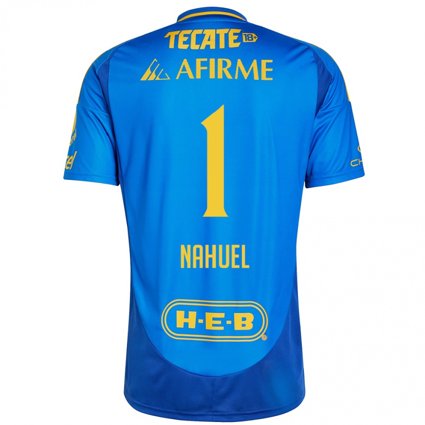 Niño Fútbol Camiseta Nahuel Guzmán #1 Azul Amarillo 2ª Equipación 2024/25 Argentina