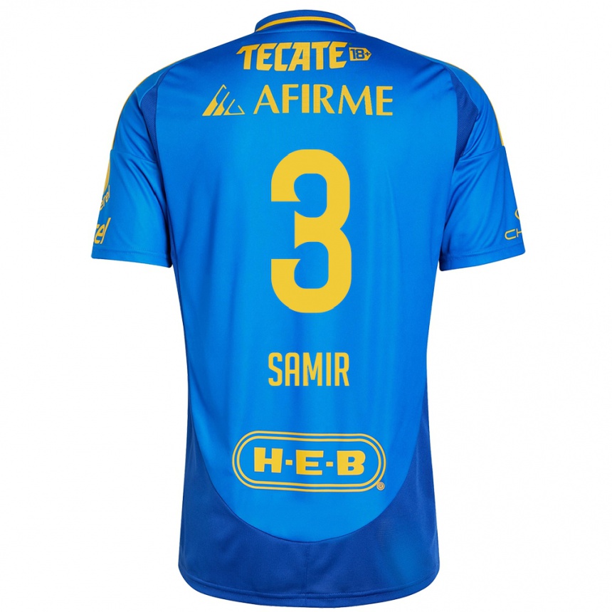 Niño Fútbol Camiseta Samir Caetano #3 Azul Amarillo 2ª Equipación 2024/25 Argentina