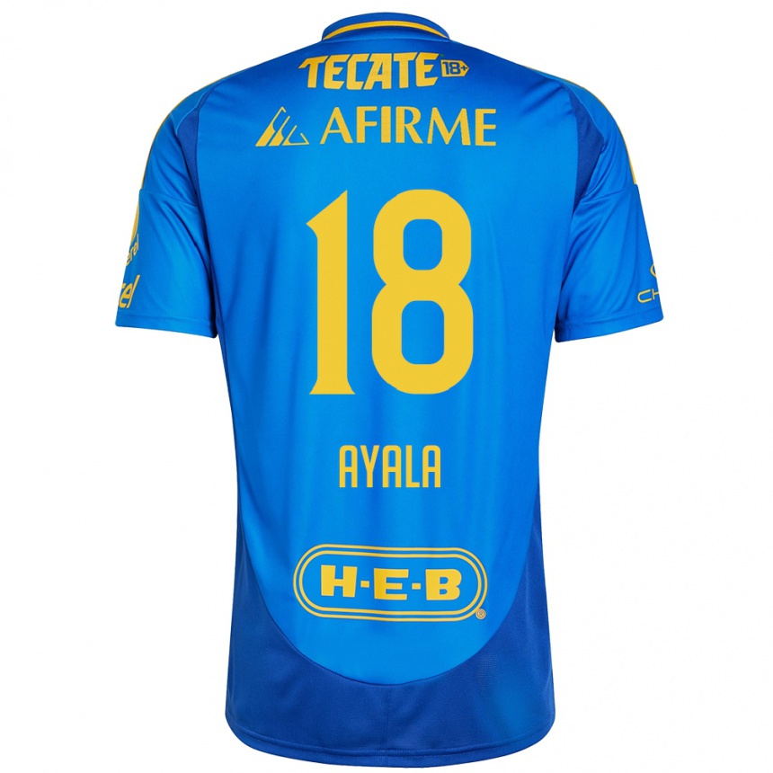 Niño Fútbol Camiseta David Ayala #18 Azul Amarillo 2ª Equipación 2024/25 Argentina