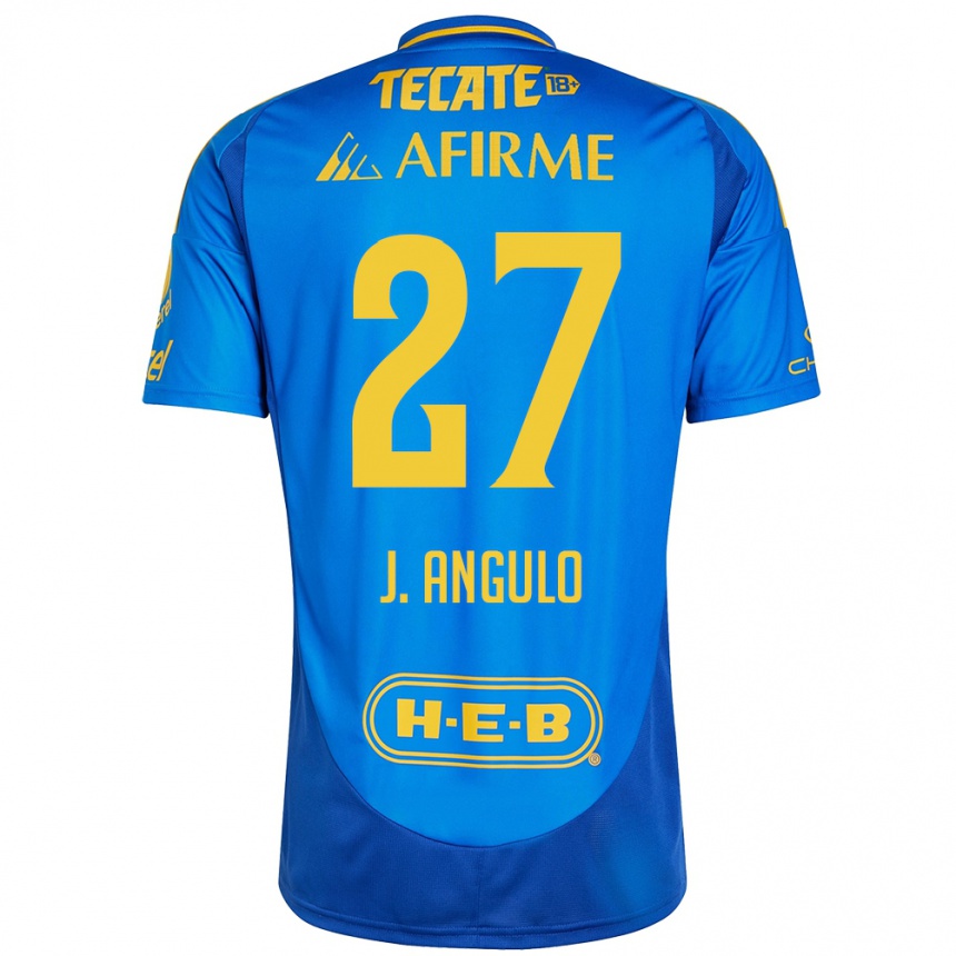 Niño Fútbol Camiseta Jesús Angulo #27 Azul Amarillo 2ª Equipación 2024/25 Argentina