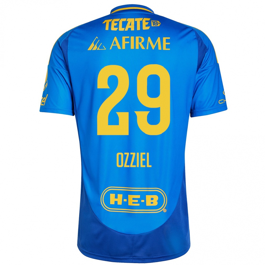 Niño Fútbol Camiseta Ozziel Herrera #29 Azul Amarillo 2ª Equipación 2024/25 Argentina