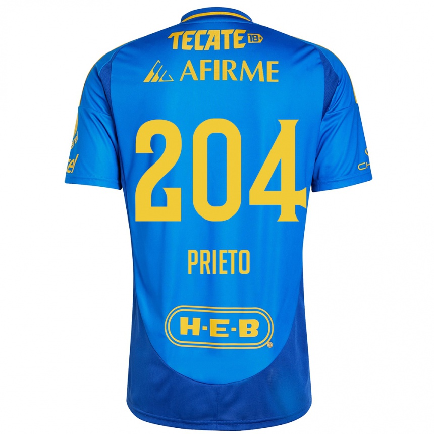 Niño Fútbol Camiseta Leonel Prieto #204 Azul Amarillo 2ª Equipación 2024/25 Argentina