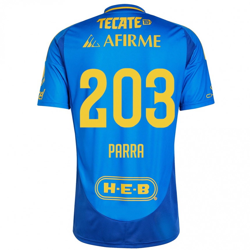 Niño Fútbol Camiseta Bernardo Parra #203 Azul Amarillo 2ª Equipación 2024/25 Argentina