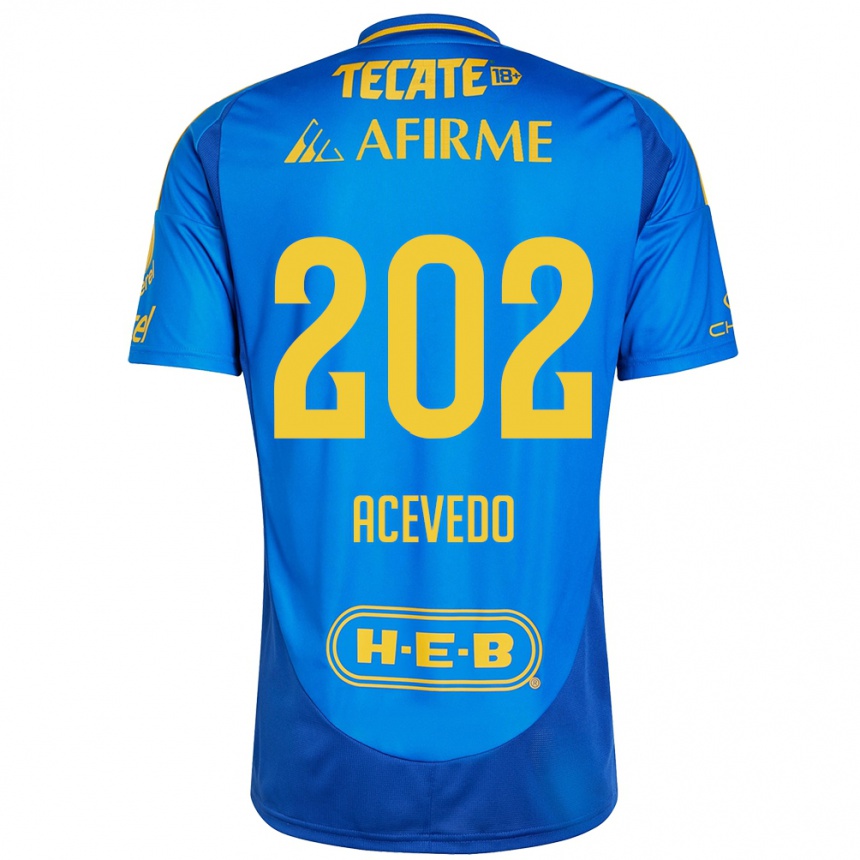 Niño Fútbol Camiseta José Acevedo #202 Azul Amarillo 2ª Equipación 2024/25 Argentina