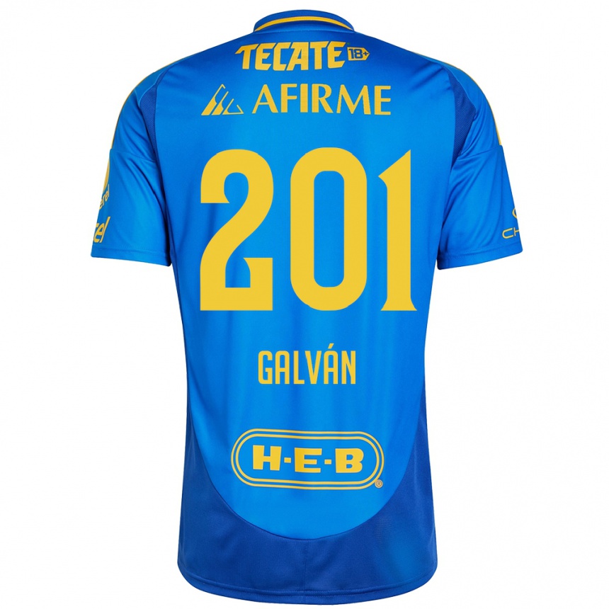 Niño Fútbol Camiseta Isac Galván #201 Azul Amarillo 2ª Equipación 2024/25 Argentina