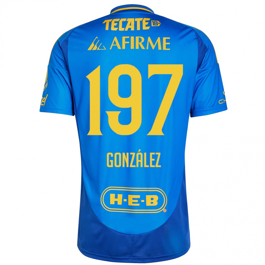 Niño Fútbol Camiseta Germán González #197 Azul Amarillo 2ª Equipación 2024/25 Argentina