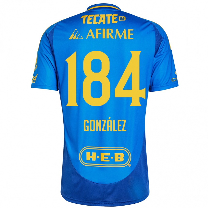 Niño Fútbol Camiseta Erick González #184 Azul Amarillo 2ª Equipación 2024/25 Argentina