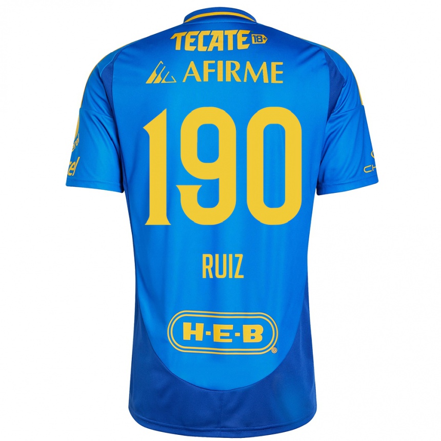 Niño Fútbol Camiseta Óscar Ruiz #190 Azul Amarillo 2ª Equipación 2024/25 Argentina