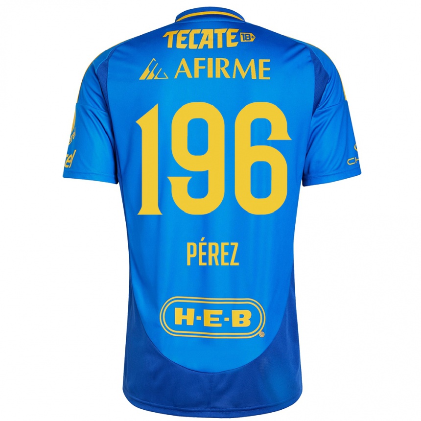 Niño Fútbol Camiseta Axel Pérez #196 Azul Amarillo 2ª Equipación 2024/25 Argentina