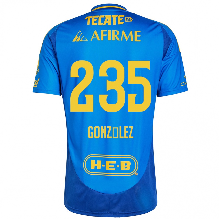 Niño Fútbol Camiseta Mauricio González #235 Azul Amarillo 2ª Equipación 2024/25 Argentina