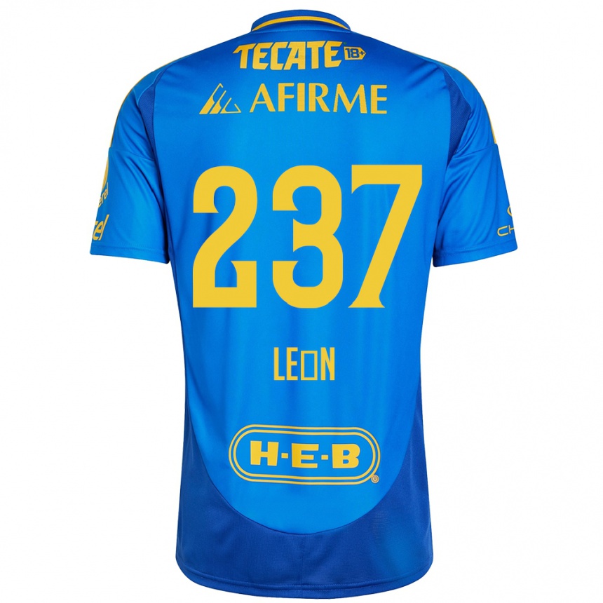 Niño Fútbol Camiseta Gabriel León #237 Azul Amarillo 2ª Equipación 2024/25 Argentina