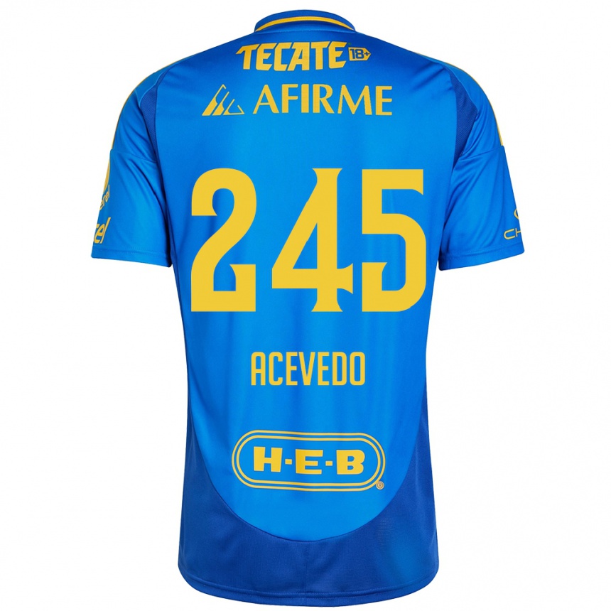 Niño Fútbol Camiseta Kevin Acevedo #245 Azul Amarillo 2ª Equipación 2024/25 Argentina