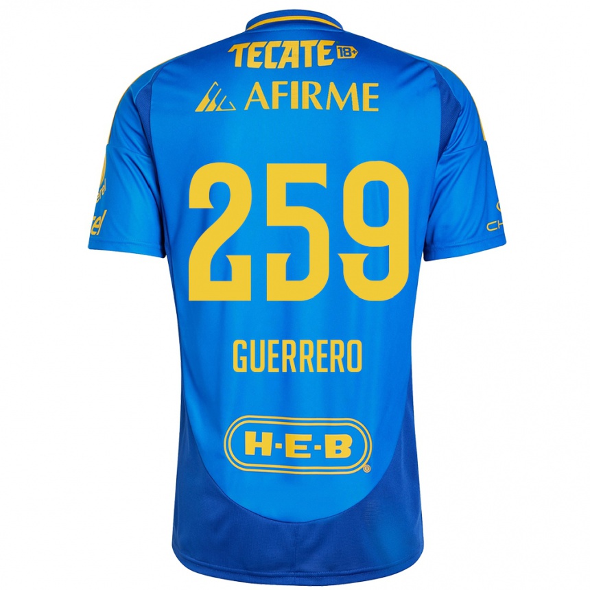 Niño Fútbol Camiseta Erick Guerrero #259 Azul Amarillo 2ª Equipación 2024/25 Argentina