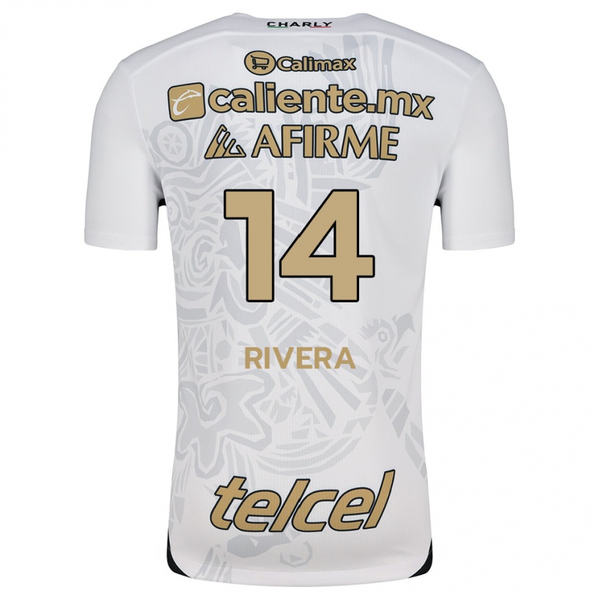 Niño Fútbol Camiseta Christian Rivera #14 Blanco Negro 2ª Equipación 2024/25 Argentina