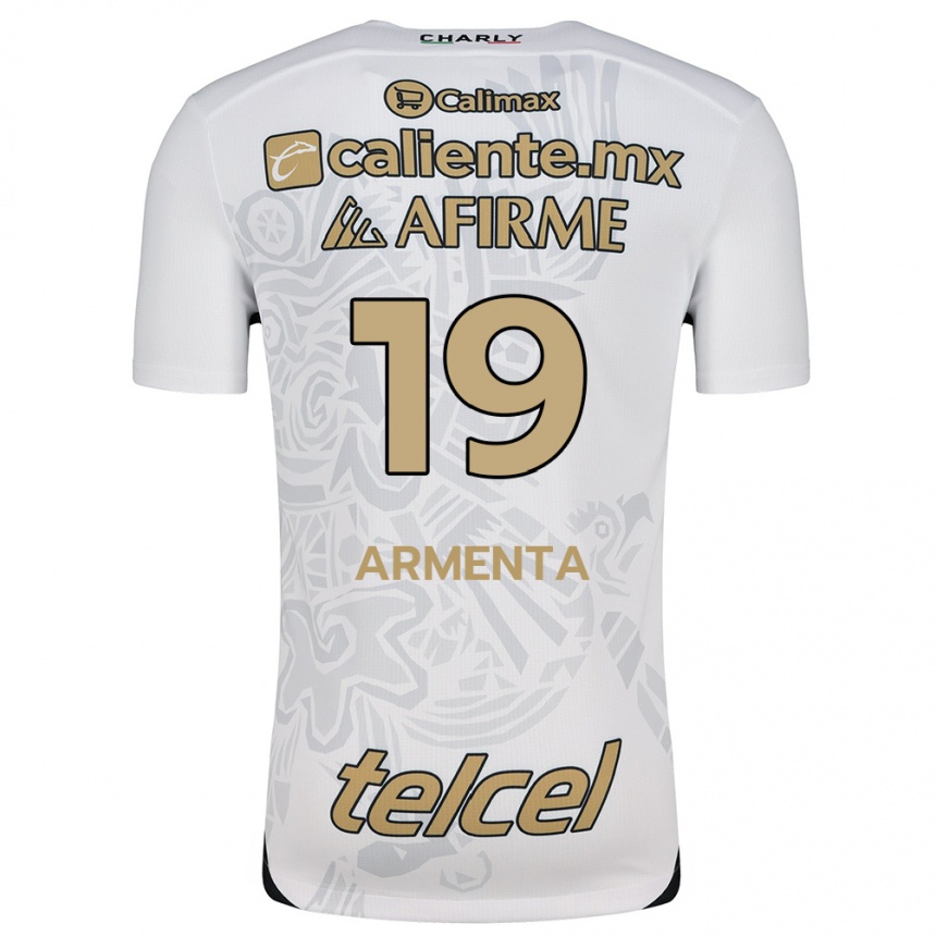 Niño Fútbol Camiseta Eduardo Armenta #19 Blanco Negro 2ª Equipación 2024/25 Argentina