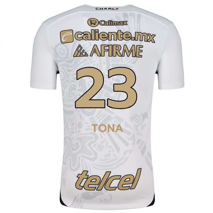 Niño Fútbol Camiseta Iván Tona #23 Blanco Negro 2ª Equipación 2024/25 Argentina