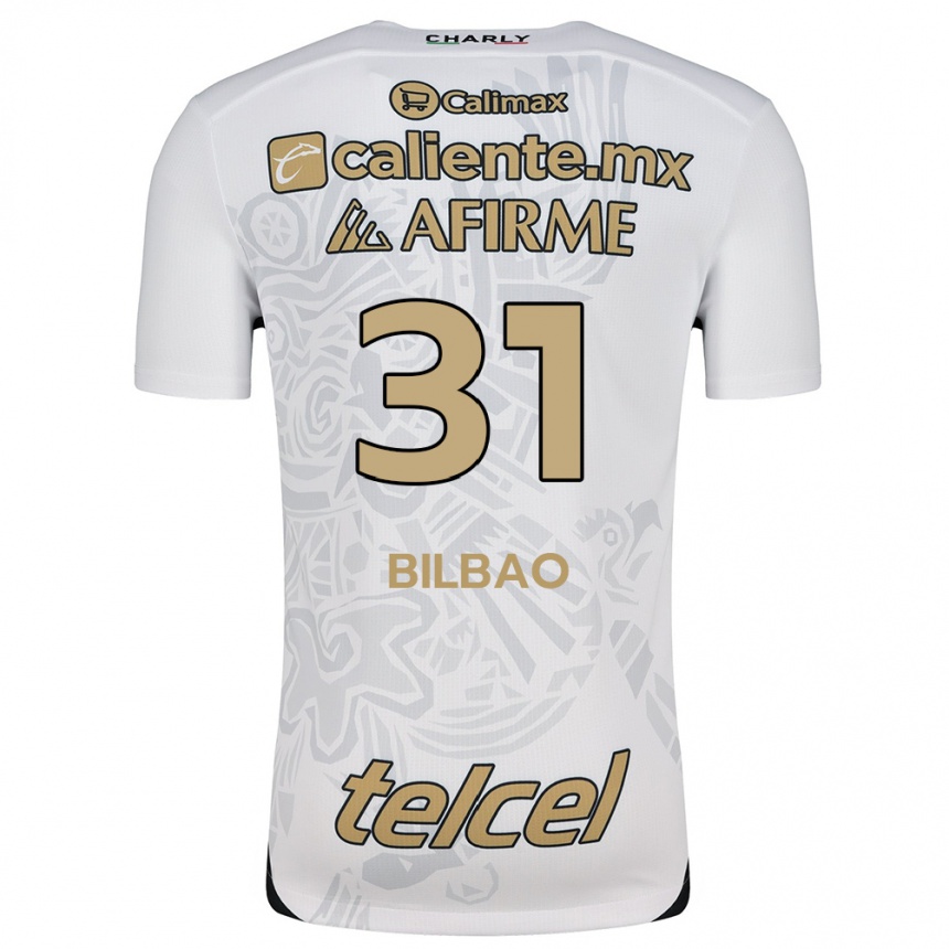 Niño Fútbol Camiseta Unai Bilbao #31 Blanco Negro 2ª Equipación 2024/25 Argentina