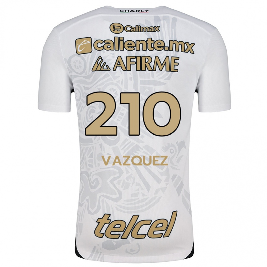 Niño Fútbol Camiseta Daniel Vázquez #210 Blanco Negro 2ª Equipación 2024/25 Argentina