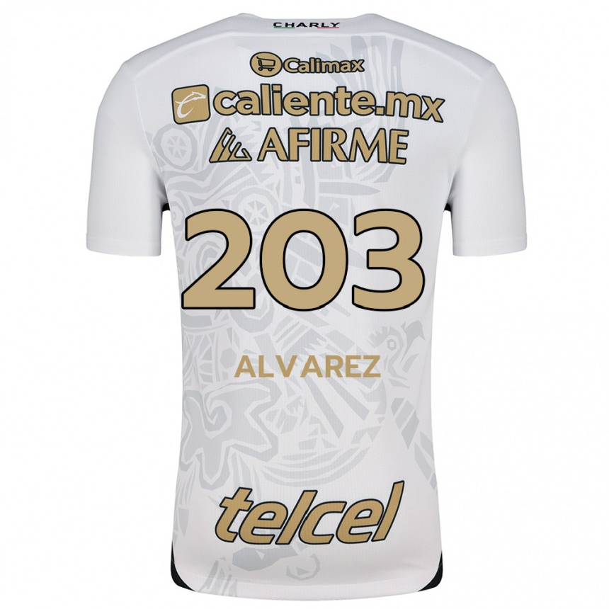 Niño Fútbol Camiseta Jaime Álvarez #203 Blanco Negro 2ª Equipación 2024/25 Argentina