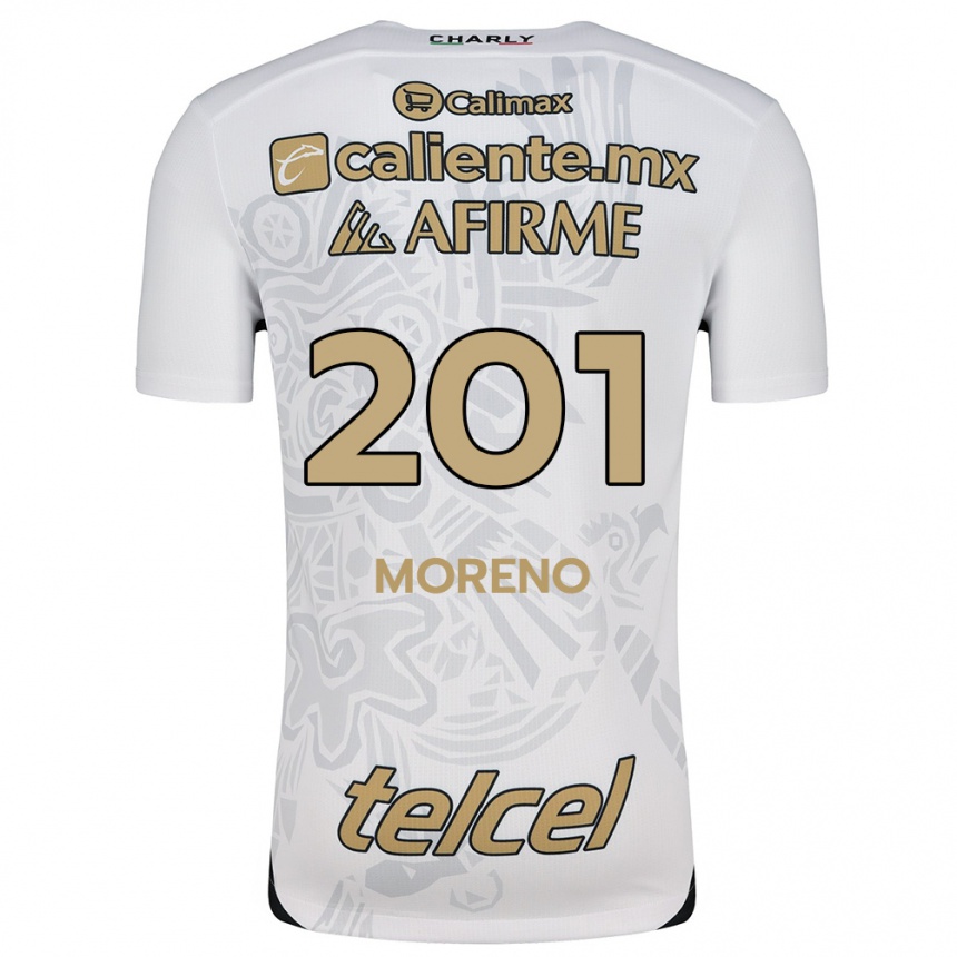 Niño Fútbol Camiseta Jesús Moreno #201 Blanco Negro 2ª Equipación 2024/25 Argentina