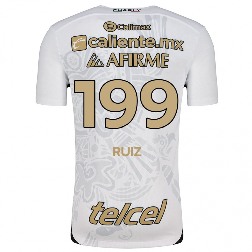 Niño Fútbol Camiseta Emilio Ruiz #199 Blanco Negro 2ª Equipación 2024/25 Argentina