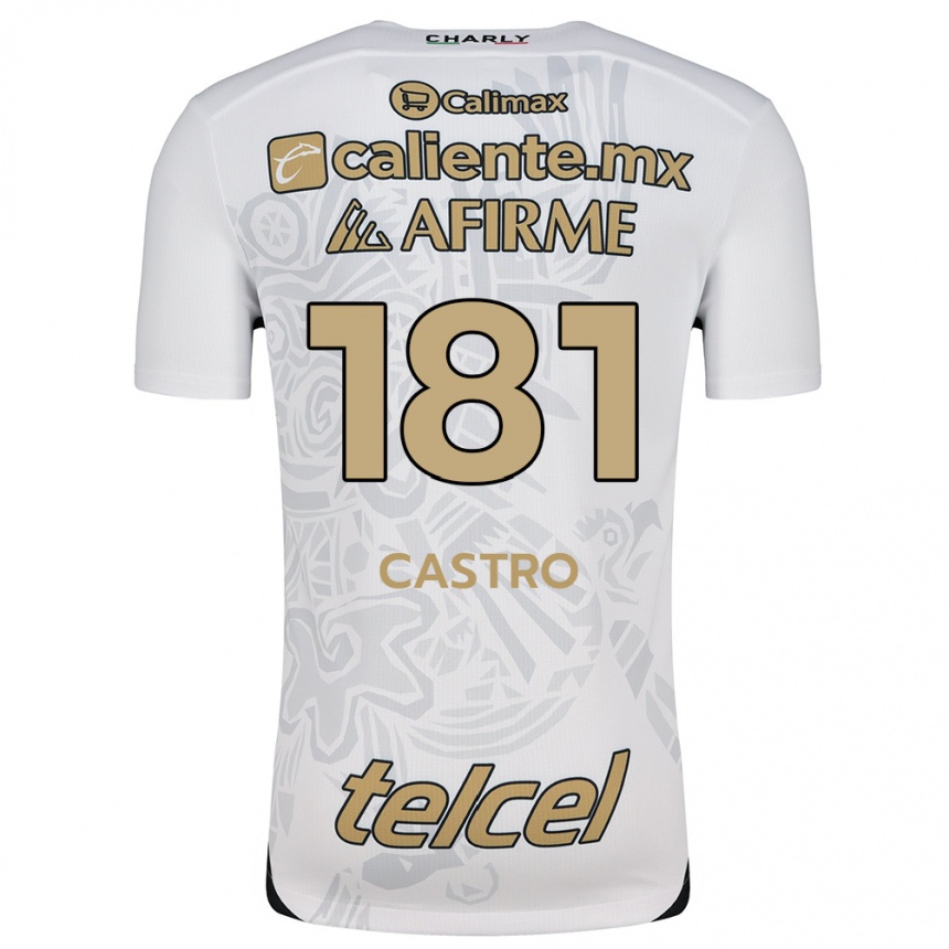 Niño Fútbol Camiseta José Castro #181 Blanco Negro 2ª Equipación 2024/25 Argentina