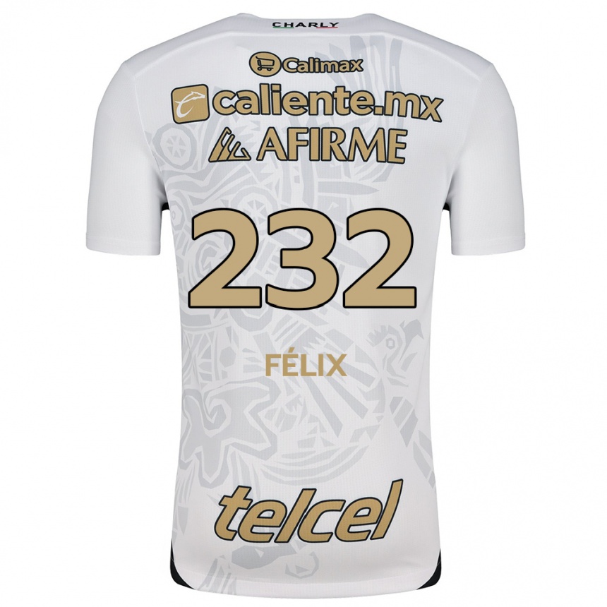 Niño Fútbol Camiseta Erick Félix #232 Blanco Negro 2ª Equipación 2024/25 Argentina