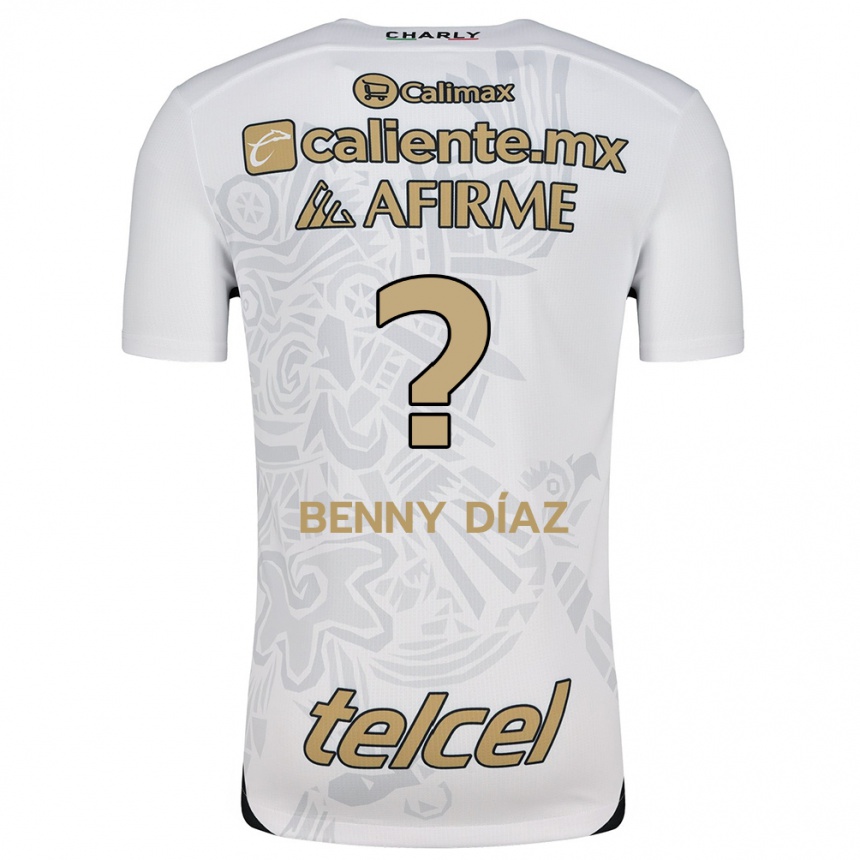 Niño Fútbol Camiseta Benny Díaz #0 Blanco Negro 2ª Equipación 2024/25 Argentina