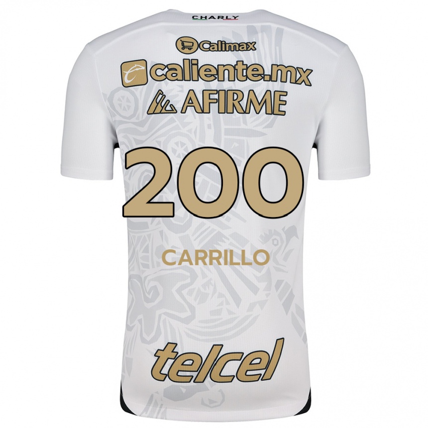 Niño Fútbol Camiseta Manuel Carrillo #200 Blanco Negro 2ª Equipación 2024/25 Argentina