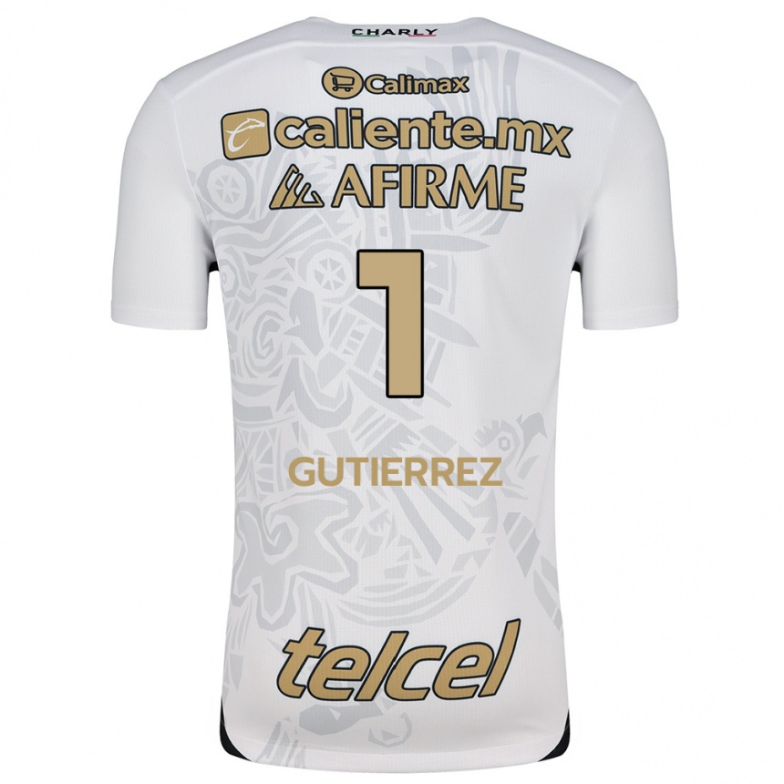 Niño Fútbol Camiseta Alejandra Gutiérrez #1 Blanco Negro 2ª Equipación 2024/25 Argentina