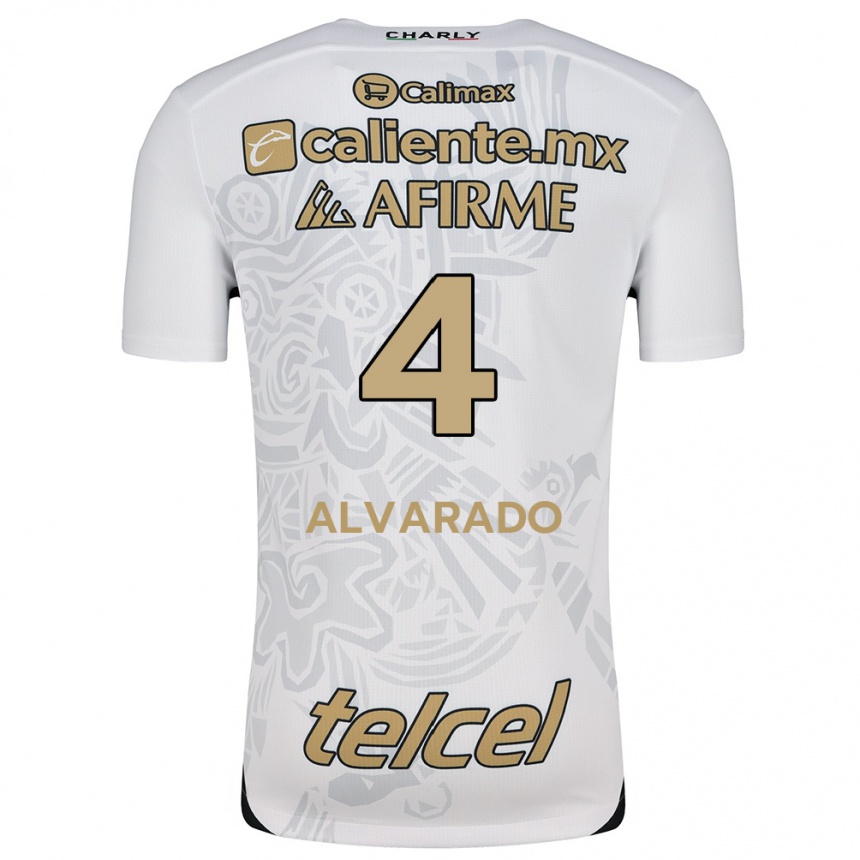 Niño Fútbol Camiseta Mónica Alvarado #4 Blanco Negro 2ª Equipación 2024/25 Argentina