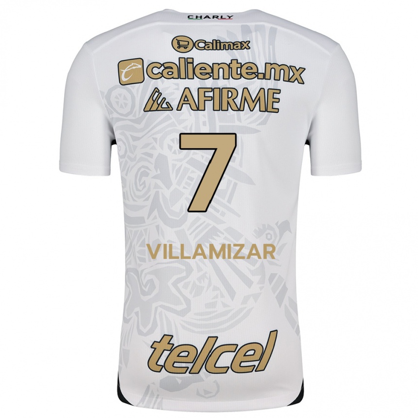 Niño Fútbol Camiseta Paola Villamizar #7 Blanco Negro 2ª Equipación 2024/25 Argentina