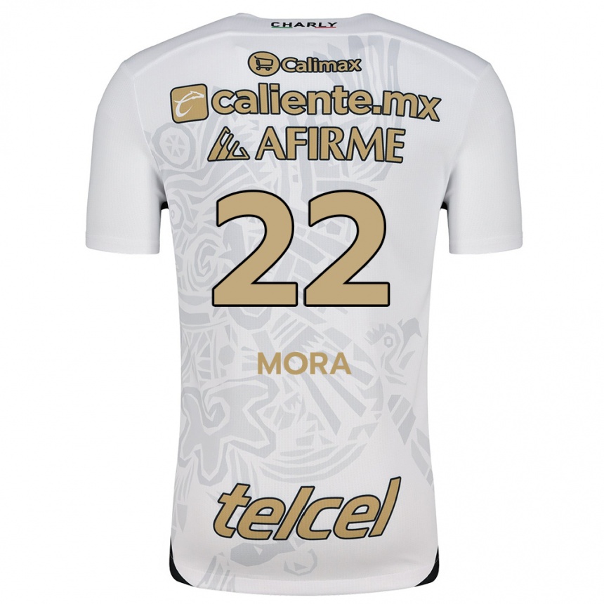 Niño Fútbol Camiseta Bianca Mora #22 Blanco Negro 2ª Equipación 2024/25 Argentina