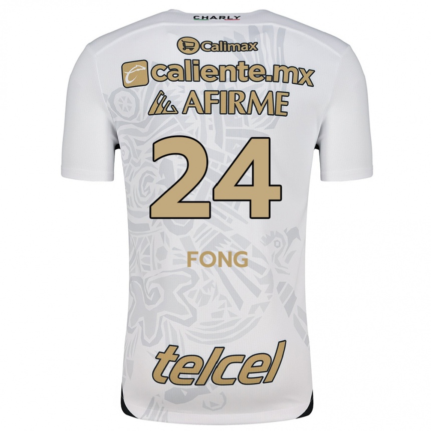 Niño Fútbol Camiseta Michel Fong #24 Blanco Negro 2ª Equipación 2024/25 Argentina