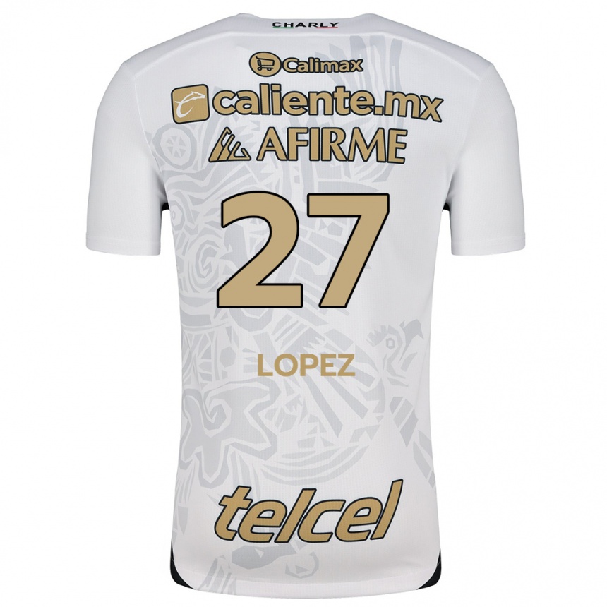 Niño Fútbol Camiseta Victoria López #27 Blanco Negro 2ª Equipación 2024/25 Argentina