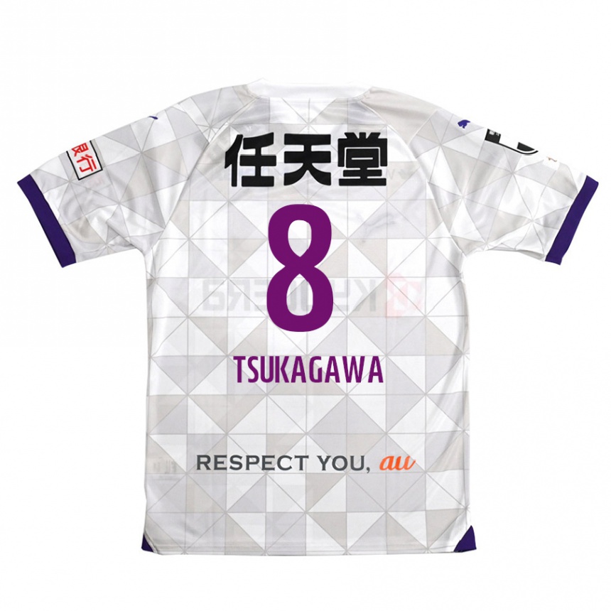 Niño Fútbol Camiseta Koki Tsukagawa #8 Blanco Morado 2ª Equipación 2024/25 Argentina