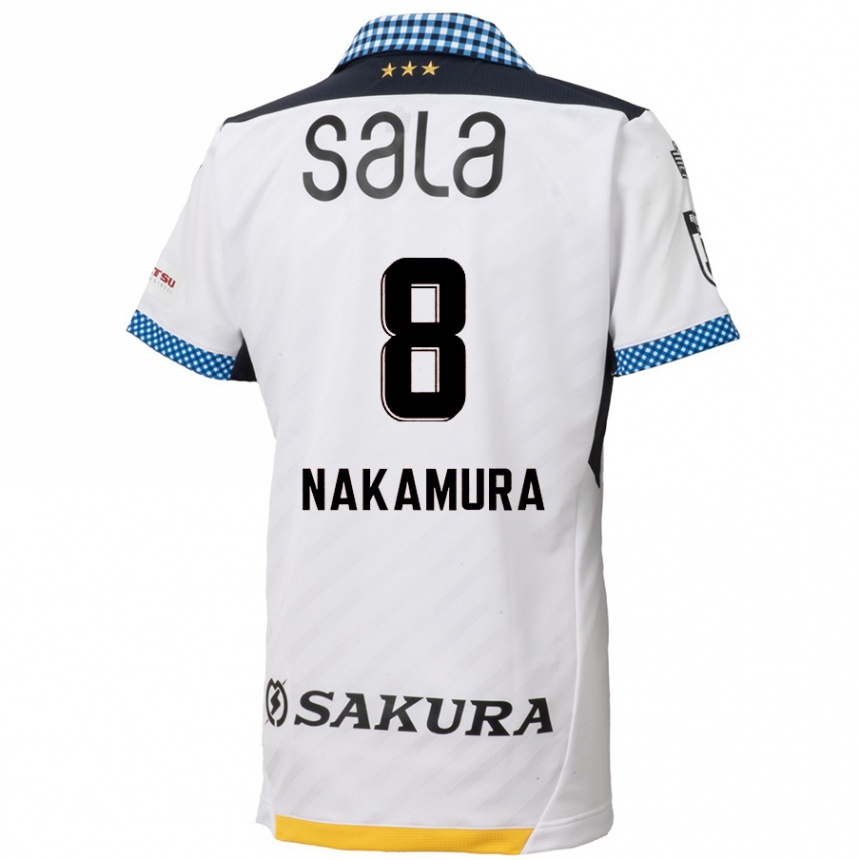 Niño Fútbol Camiseta Shunta Nakamura #8 Blanco Negro 2ª Equipación 2024/25 Argentina