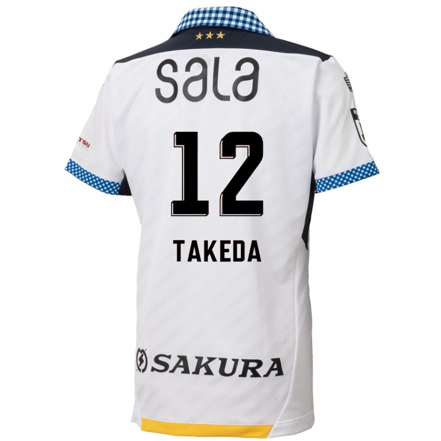 Niño Fútbol Camiseta Yusei Takeda #12 Blanco Negro 2ª Equipación 2024/25 Argentina