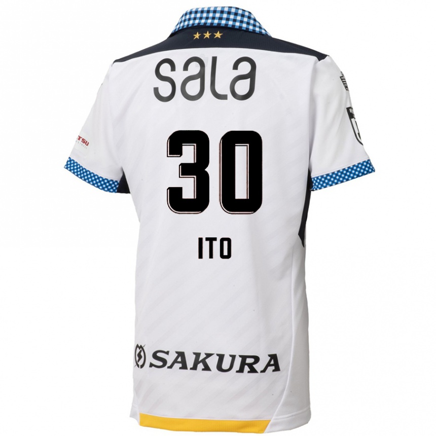 Niño Fútbol Camiseta Chikara Ito #30 Blanco Negro 2ª Equipación 2024/25 Argentina