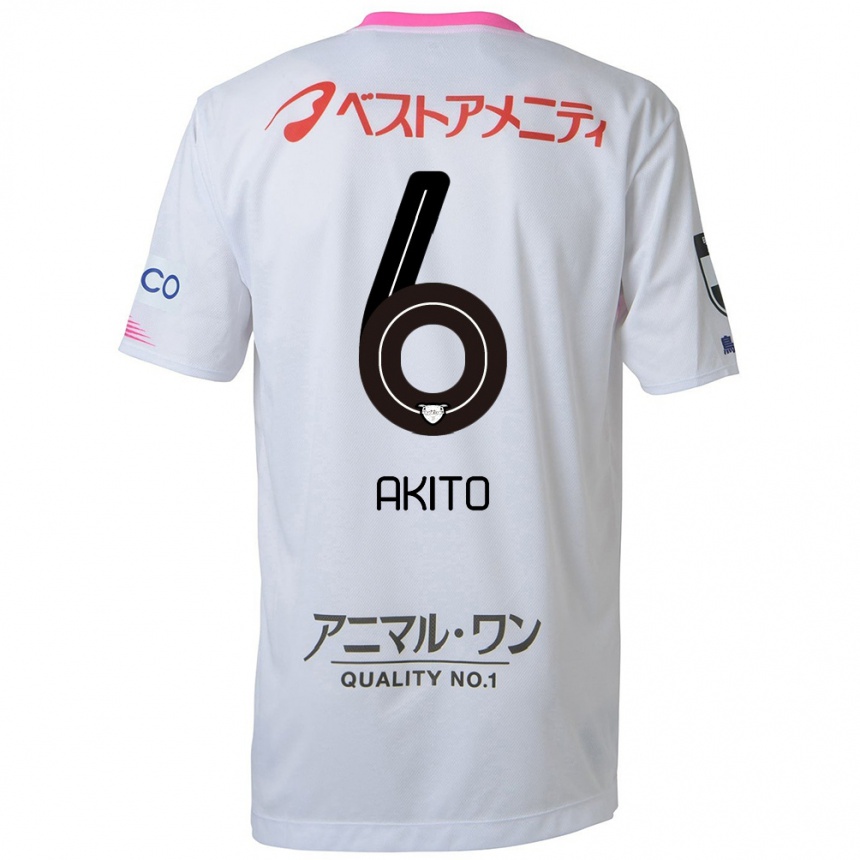 Niño Fútbol Camiseta Akito Fukuta #6 Blanco Azul Rosa 2ª Equipación 2024/25 Argentina