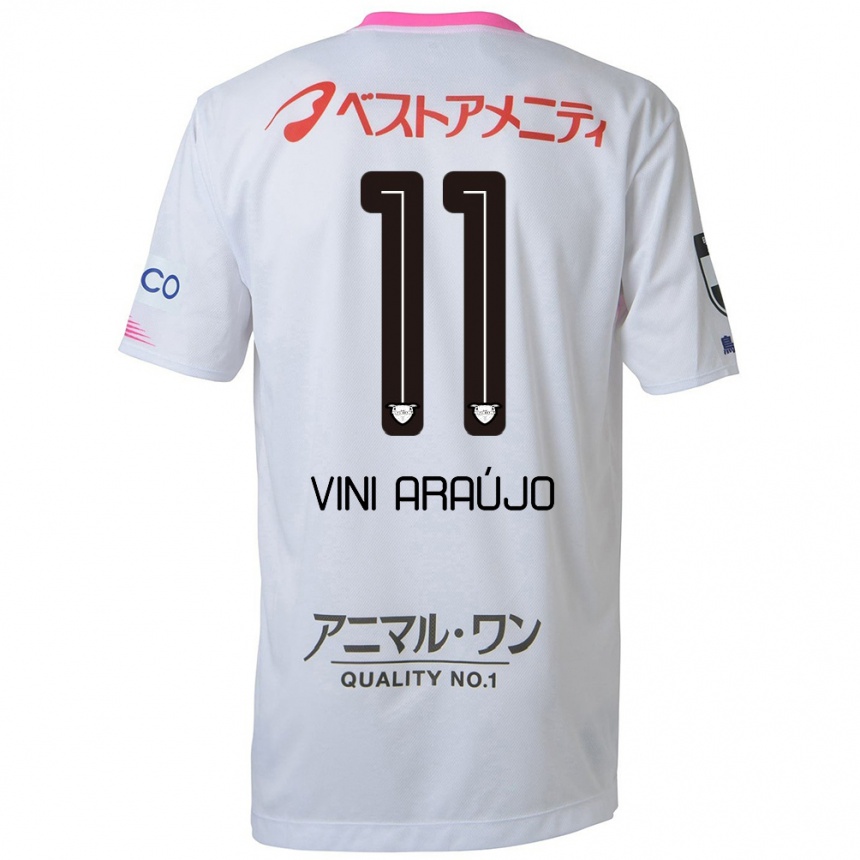 Niño Fútbol Camiseta Vinícius Araújo #11 Blanco Azul Rosa 2ª Equipación 2024/25 Argentina